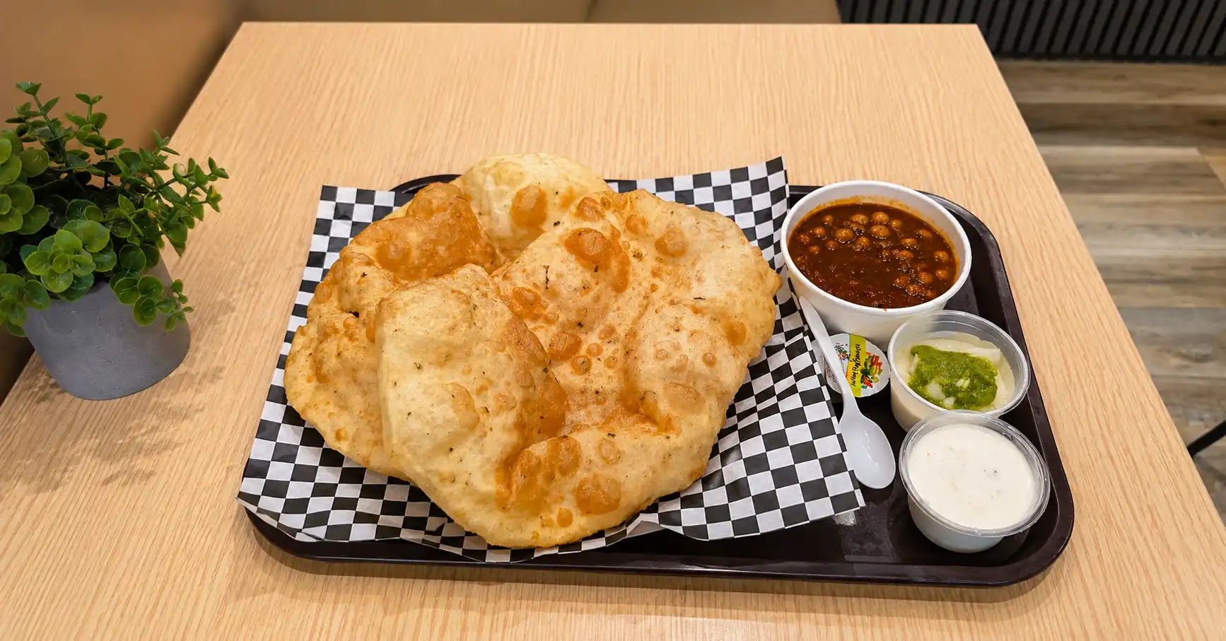 Authentic chole bhature with spicy chickpea curry