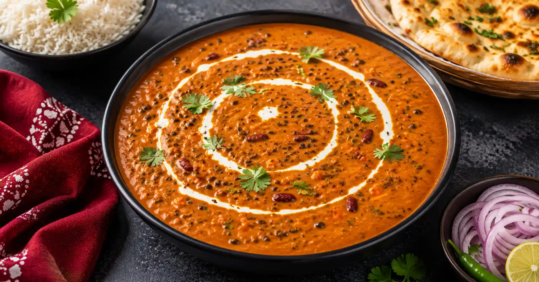 Creamy dal makhani made with slow-cooked black lentils