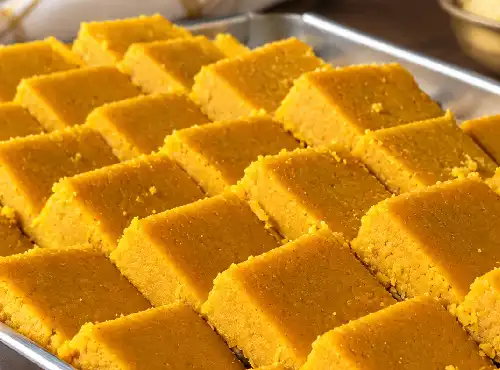 Besan Barfi at Desi Khuraak in Mississauga